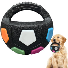 Schwarzes, quietschendes Fußball-Hundespielzeug mit Griff gegen Langeweile, für drinnen und draußen