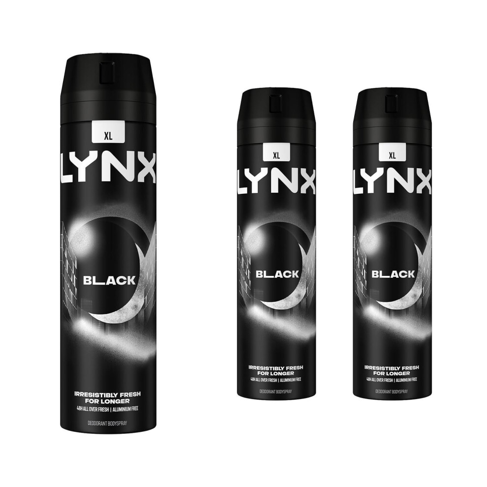 Lynx Black Xl 48H Fresh Frozen Pear & Cedarwood Scent Body Spray Deo, 3X200ml