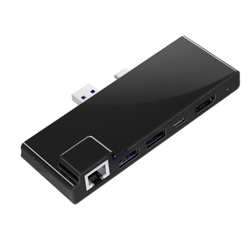 ROCKETEK Docking Station for Surface Pro 7, 7-in-1 Hub, USB 3.0 X 2, USB-C 60W PD Charging Capability, Card Reader 1