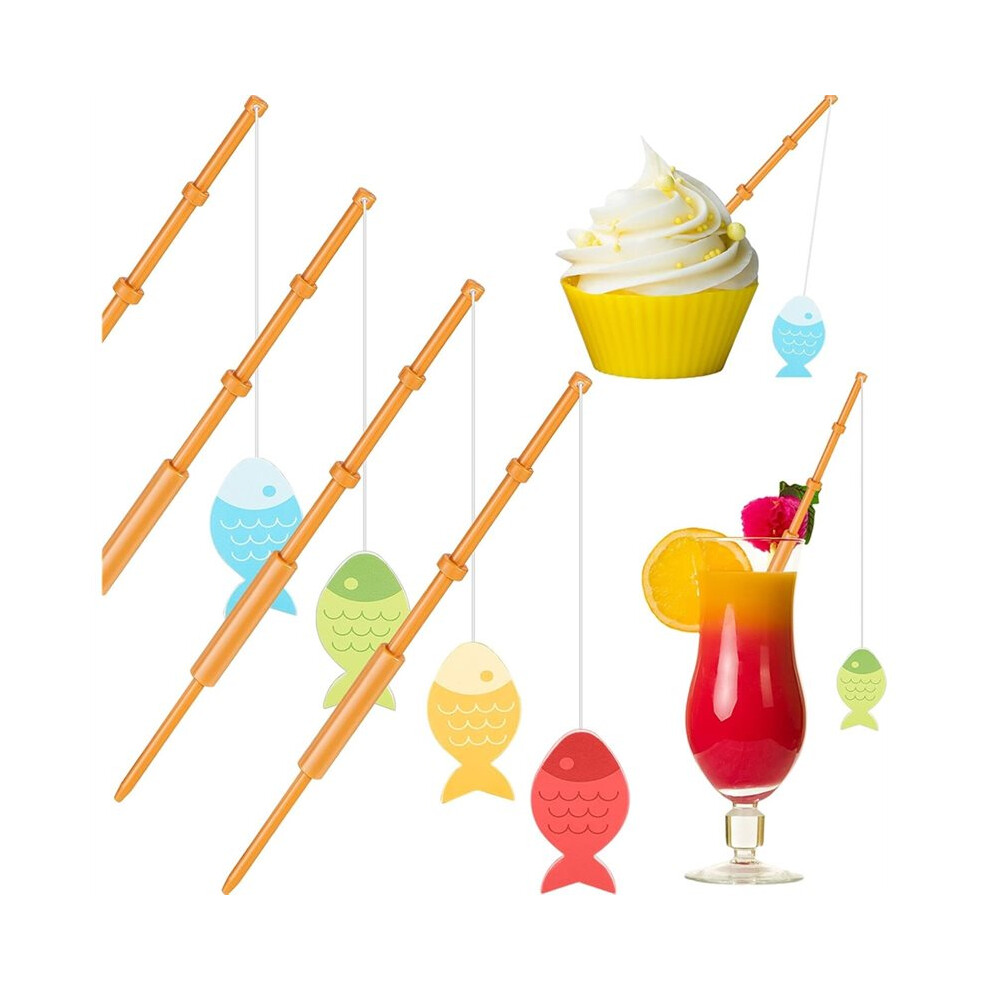 36 Pcs Fish Pole Decoration Little Fisherman Fishing Pole Picks Cupcake Picks For Birthday Party Tropical Party 6034006544781
