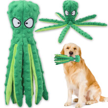 1 Stück interaktives, quietschendes Oktopus-Hundespielzeug mit Knistergeräusch für mittelgroße bis große Hunde, grün