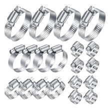 20-Piece Stainless Steel Hose Clamps, 1/4-2 Inch (6-51mm) Adjustable Worm Gear Tube Hose Clamps for Plumbing, Machinery