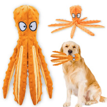 1 Stück quietschendes, knisterndes Oktopus-Hundespielzeug für mittelgroße und große Hunde, orange