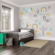 (Medium (3m X 2.4m)) Dancing Zebras - Grey
