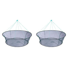 2X Foldable Drop Net Fishing Landing  Crayfish Shrimp Catcher Prawn Bait Crab Shrimp Pier Harbour Pond Mesh 150cm