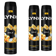 (Buy 3) Lynx XXL Gold 48-Hour High Definition Fragrance Body Spray Deodorant, 250ml