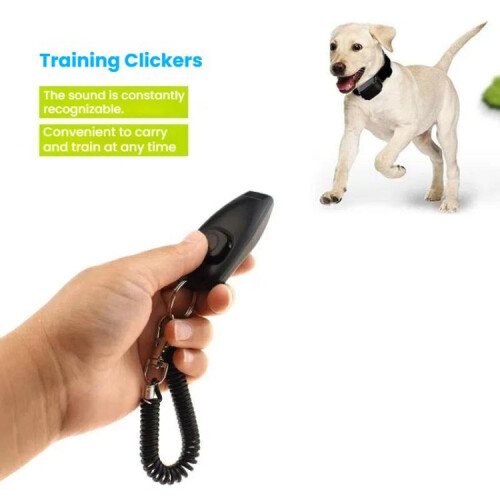 2-in-1-Hundetraining-Clicker mit langer Handschlaufe (Schwarz) 2