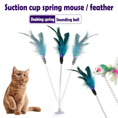 Cat Interactive Stick Feather Toy with Fixed Suction Cup(Random Color) 1