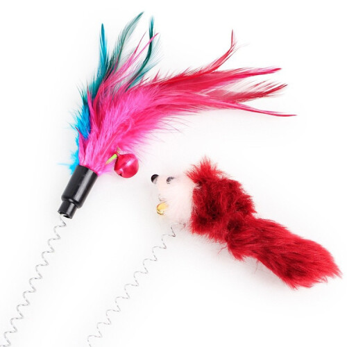 Cat Interactive Stick Feather Toy with Fixed Suction Cup(Random Color) 2