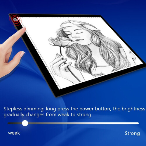 Tablette de copie LED avec aimant magnétique et câble USB, format A3, luminosité réglable (noire). 1
