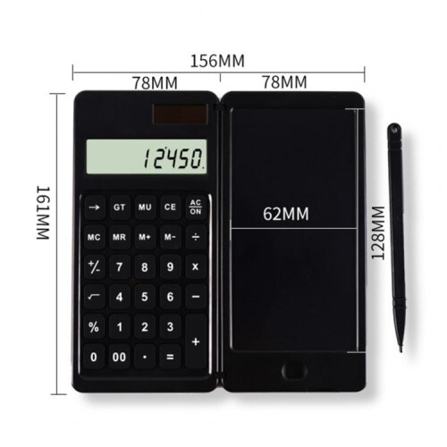 Solar Calculator Handwriting Board Learning Office Portable Folding LCD Writing Board(Black) 1