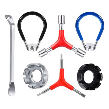 Bike Spoke Wrench, Portable Bicycle Spoke Tool Kit Includes 8 Way Bike Rim Truing Tool, Spoke Wrench with Rubber Handle