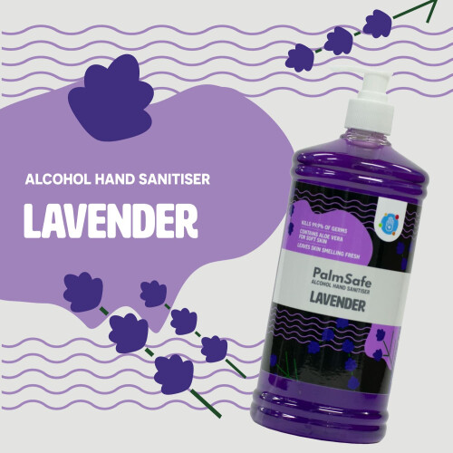Palm Safe Lavender Alcohol Hand Sanitiser 1 Litre Pump Bottle 2
