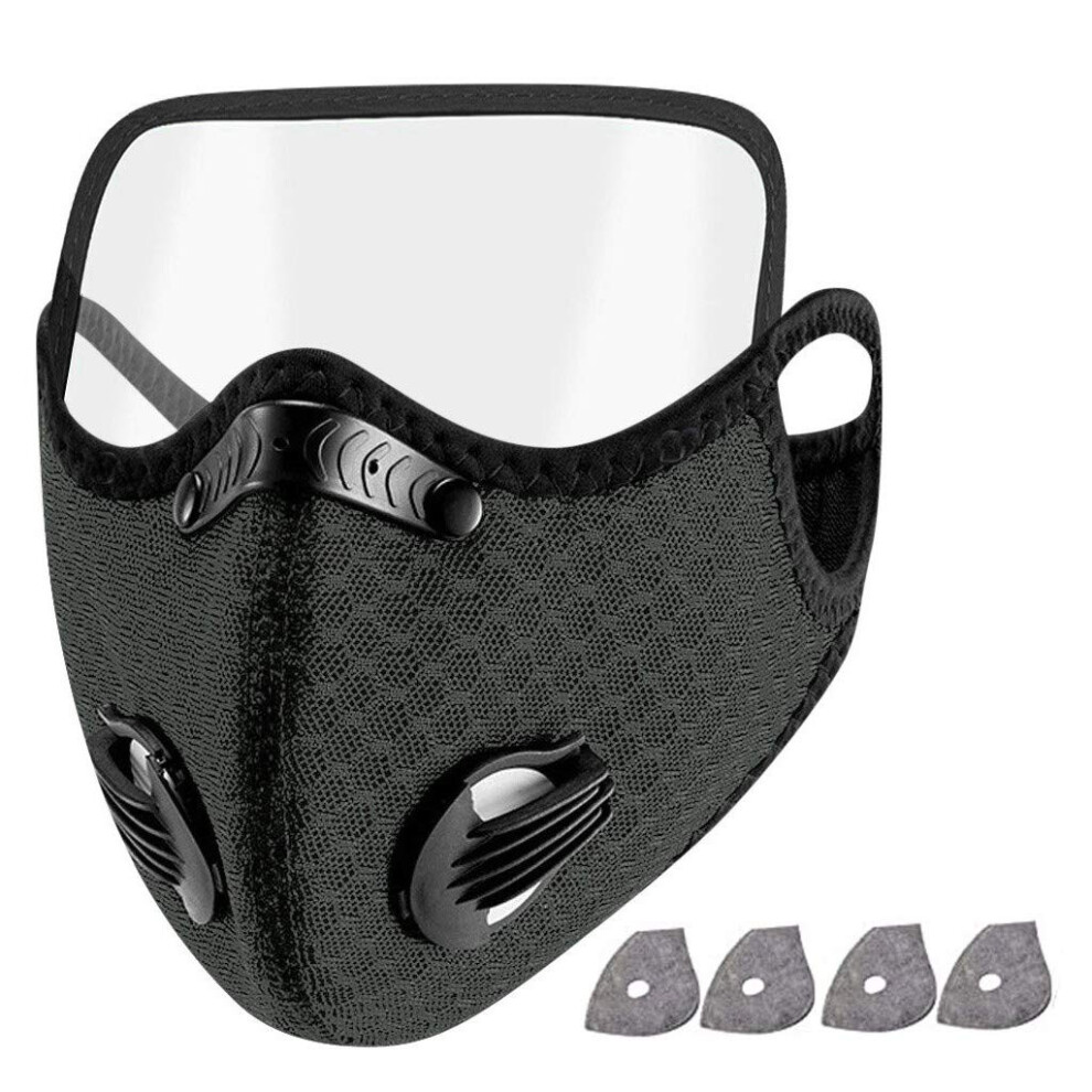 Reusable Face Mask With Activated Carbon Filters, Breathable Dustproof Windproof Protection Gray 1Pcs+4 Filters 9330225543176