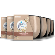 Glade Jar Candle, Scented Candle Infused with Essential Oils, Made Without Palm Oil, Up to 25 Hour Burn Time, Vanilla Blossom, Pack of 6 (6x108g)