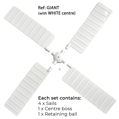 Replacement Sails for Garden Windmill. Ref: GIANT with WHITE centre. Genuine Windmill-Blades/Fling Promotions. Only replace your sails with same 1