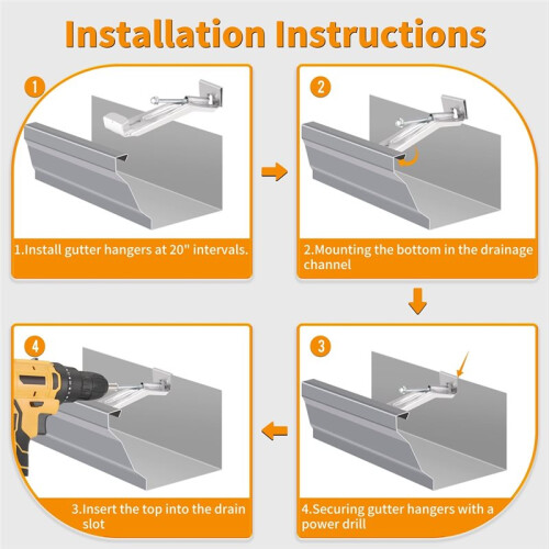 5" 10 Pack Gutter Hangers, Heavy Duty Hidden Rain Gutter Brackets Fastener Aluminum Gutter Bracket for Repairing Gutter 2