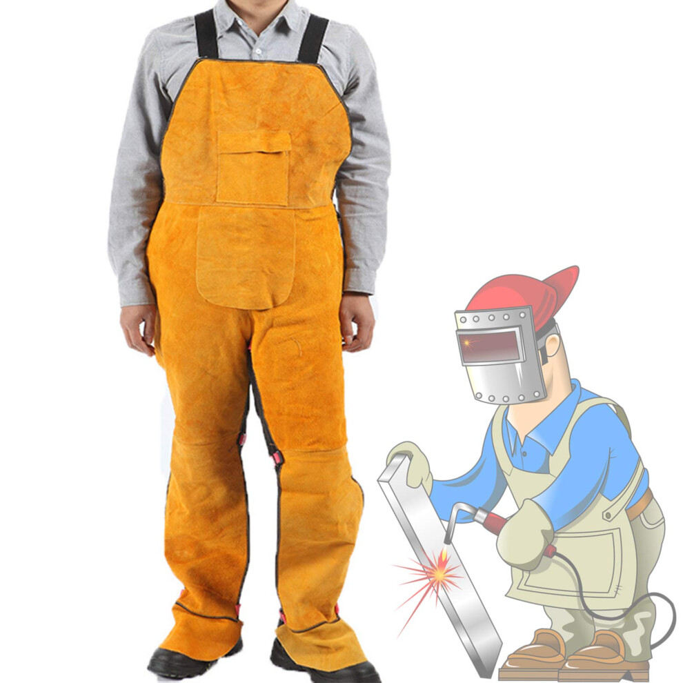 Heat Resistant Leather Welding Apron For Men And Women, Flame Retardant Cowhide Work Apron With Pocket 9073542205579