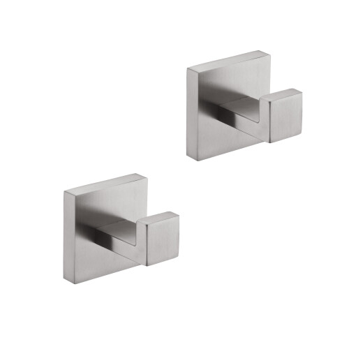 2 Pack Brushed Nickel Bathroom Towel Hooks, Rustproof Stainless Steel Wall Hooks for SpaceSaving Organization