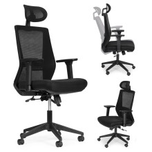 Ergonomischer schwarzer Bürostuhl mit verstellbarer Höhe und Netzrückenlehne