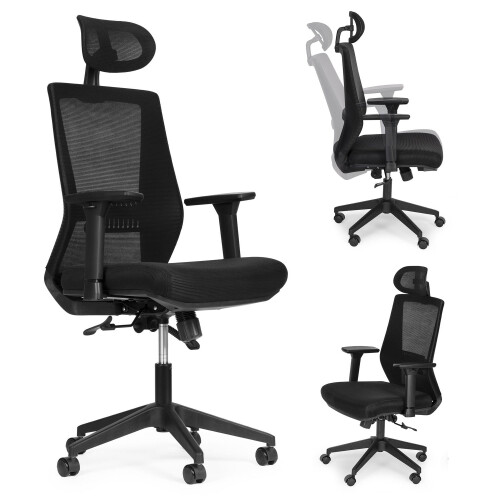 Ergonomic Black Office Chair with Adjustable Height and Mesh Back