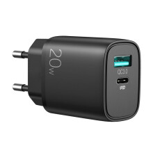 SiGN Fast Charger USB & USB-C, PD & QC3.0, 3.5A, 20W - Black
