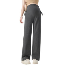 Easy Care Maternity Long Pants Wide Leg Trousers-dark gray M