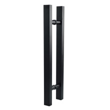 50cm Stainless Steel and Black Square Tube Push Pull Door Handle for Glass or Wooden Doors