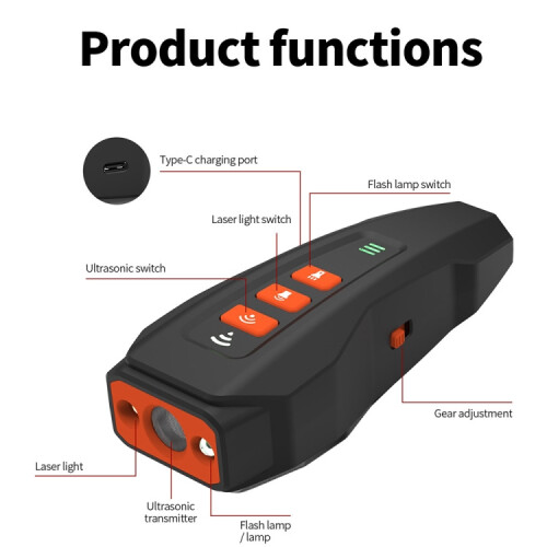 LED Flashing Light Handheld Ultrasonic Bark Arrester Frequency Conversion Dog Training Device(Black+Orange) 2