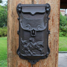 Vintage Cast Iron Wall Mounted Mailbox, Durable Weather Resistant Rustic Outdoor Mailbox for Home