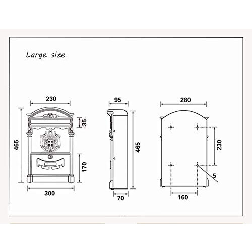 Vintage Metal Wall Mounted Mailbox with Secure Locking System, Bronze Finish, Medium Outdoor Box 1
