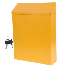 Wall Mounted Mailbox with Lock, Bright Yellow Durable Iron Design for Home Office or Porch