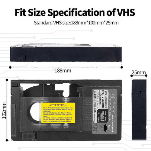 Μαύρος προσαρμογέας ταινίας VHS-C, συμβατός με κάμερες VHS-C και SVHS, στεγανοποιημέν 2