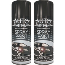 2 x 400ML Black Spray Paint Gloss Finish for All Purpose Non Crack