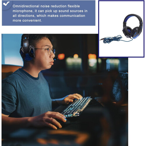 Wired Gaming Headset LED Noise Cancelling Mic Over Ear 1