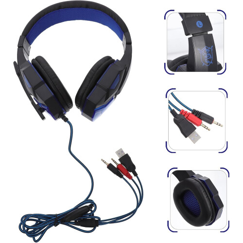 Wired Gaming Headset LED Noise Cancelling Mic Over Ear