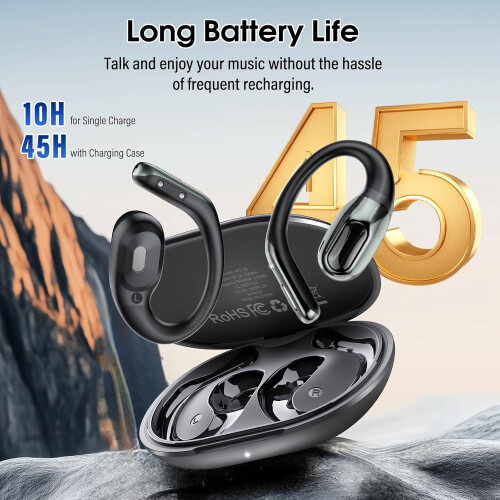 Bluetooth 6.0 Open-Ear Wireless Sports Earbuds with ENC Mic