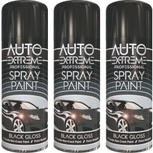 3 x 400ML Black Spray Paint Gloss Finish for All Purpose Non Crack