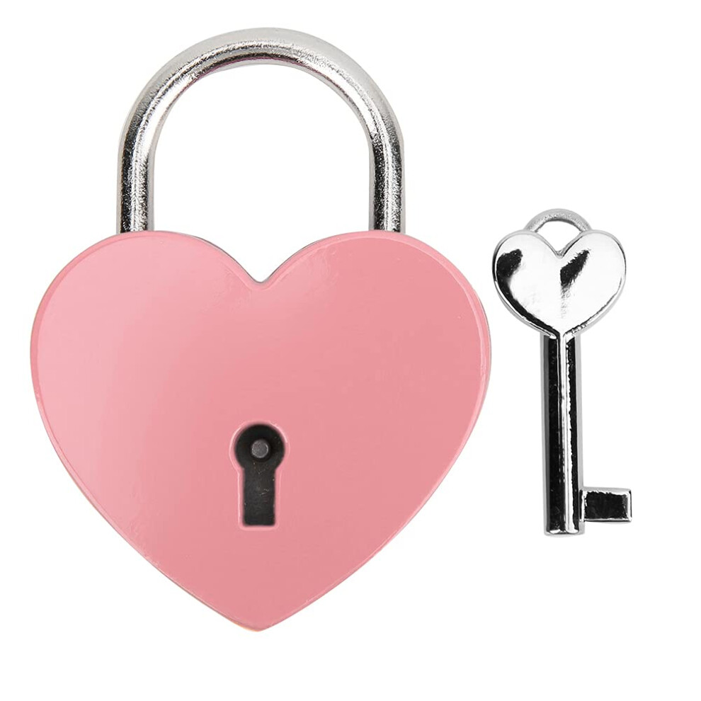 Pink Heart Padlock With Key, Mini Metal Heart Shaped Lock For Jewelry Box Or Diary, Durable And Stylish 9330225544609