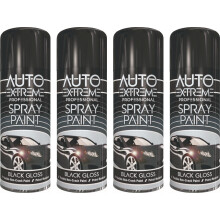 4 x 400ML Black Spray Paint Gloss Finish for All Purpose Non Crack