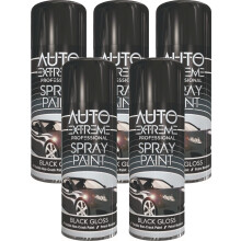 5 x 400ML Black Spray Paint Gloss Finish for All Purpose Non Crack
