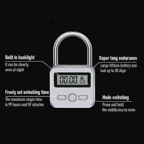 Smart Time Lock, 99 Hours Max Timing Lock With Lcd Display Multifunction Travel Electronic Timer(haoyi) A MSPHX 1