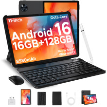 (BLACK) DOOGEE U11-VIP Edition 2026 Newest Android 16 Tablet 11 Inch, Gemini AI Android Tablets Octa-Core 16GB RAM 128GB ROM(TF 2TB), 8580mAh Battery