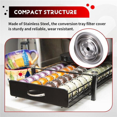 Capsule Adapter Conversion Tray Filter for Vertuo to  Coffee Capsule Converter Conversion Tray Cover(40ml) 2