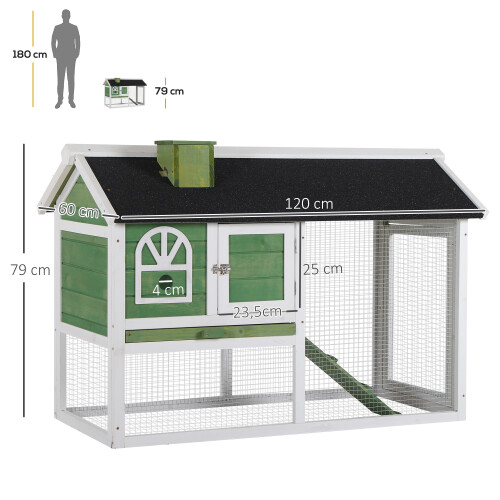 PawHut Conejera Verde 120 x 60 x 79 cm 2