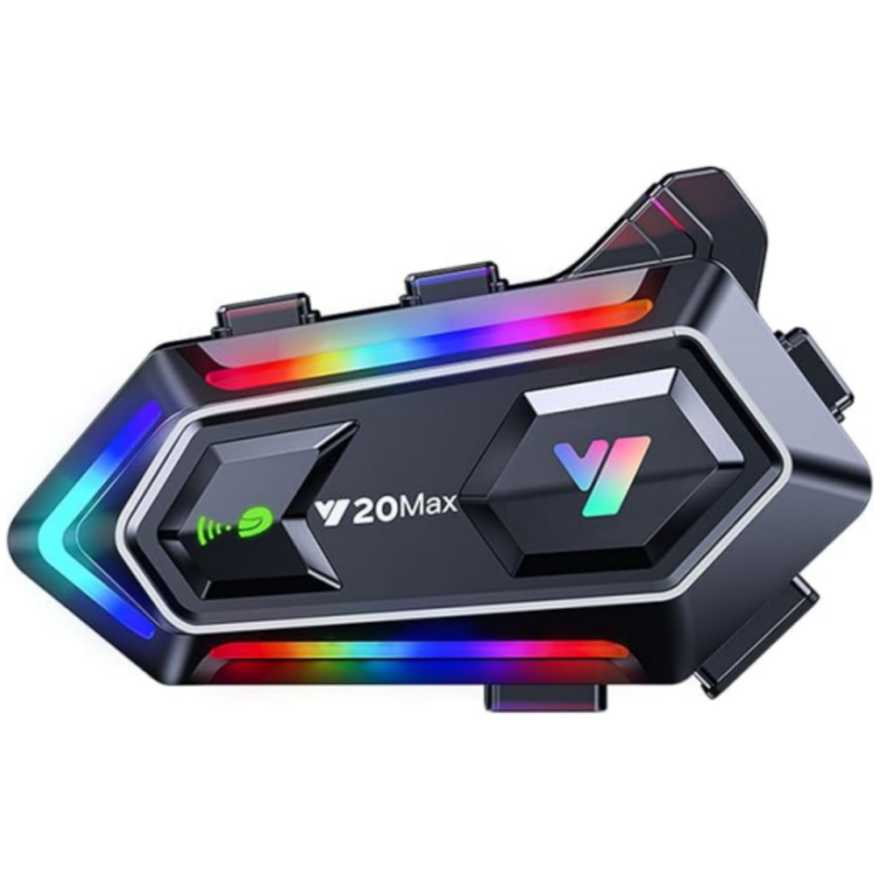 Hk&Hanker Y20max Motorcycle Helmet Bluetooth Headset, Flash Color Rgb Lighting Effect, Bluetooth 5.3 Headphone 300M Two-Person Intercom(1Pcs 9335139895274
