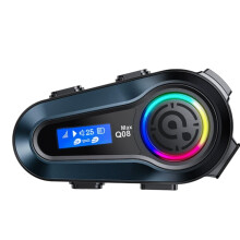 Intercom pour casque moto Q08-MAX, portée de 500 m, Bluetooth 5.3, puce double cœur, écran LCD couleur, étanchéité IPX6, autonomie en c