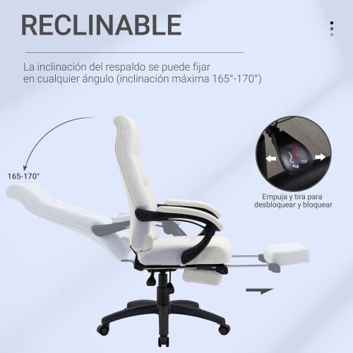 Vinsetto Silla de Oficina Blanco 65 x 65 x 125 cm 2