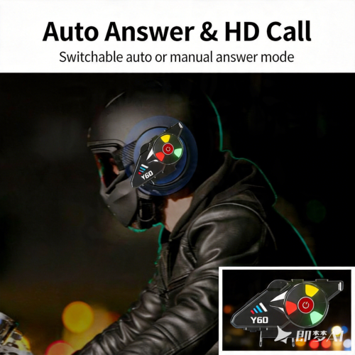 Ακουστικά Bluetooth για μοτοσικλέτα V5.3: Αδιάβροχο IPX6, Φως RGB, Μπαταρία 500mAh, Φωνητι 1