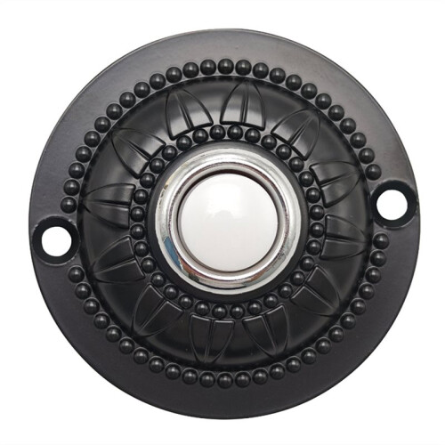 Round Doorbell Push Button, Metal Black Wired Lighted  LED Doorbell Button Replacement Solid Iron Door Bell Warm White 1